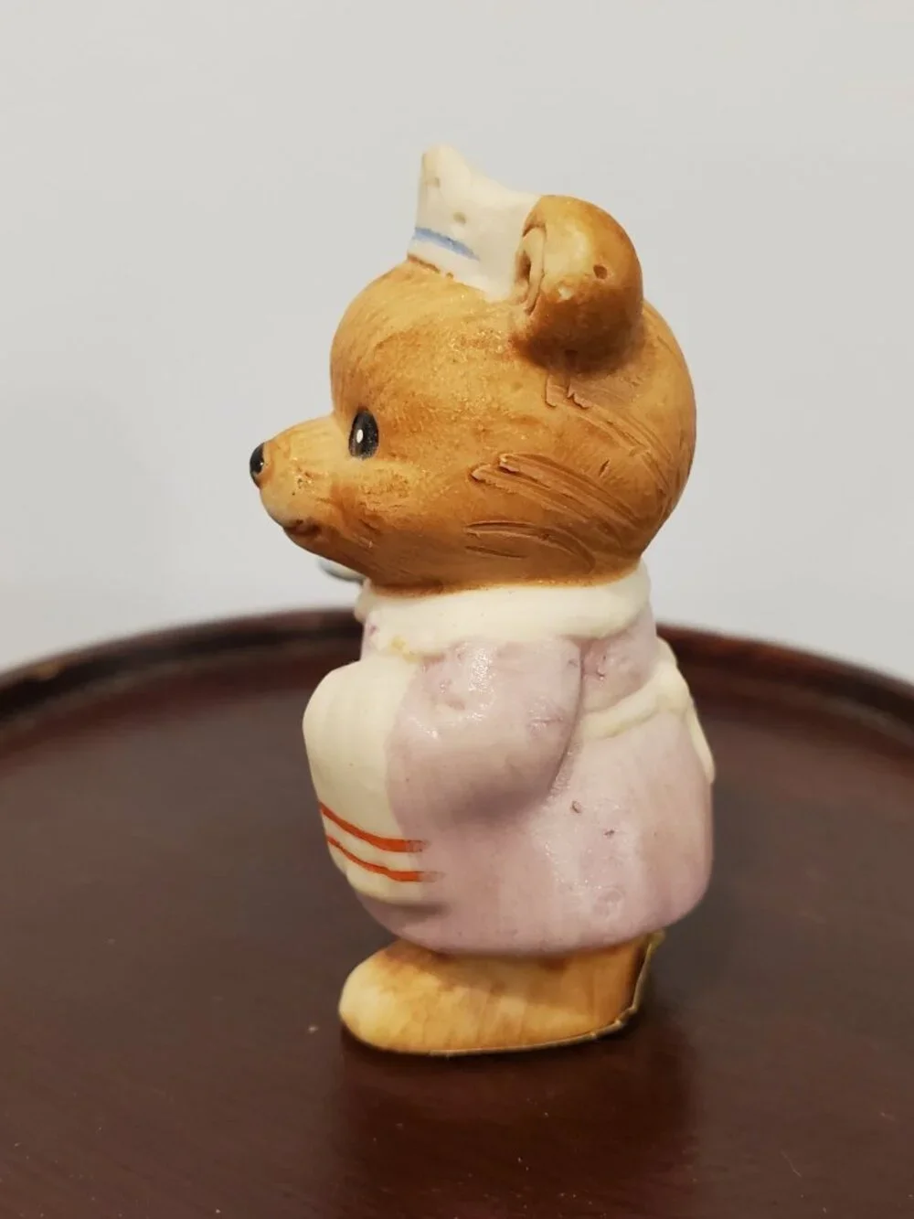 Vintage Homco Waitress Bear Figurine Apron Tea Towel Cup of Tea 2
